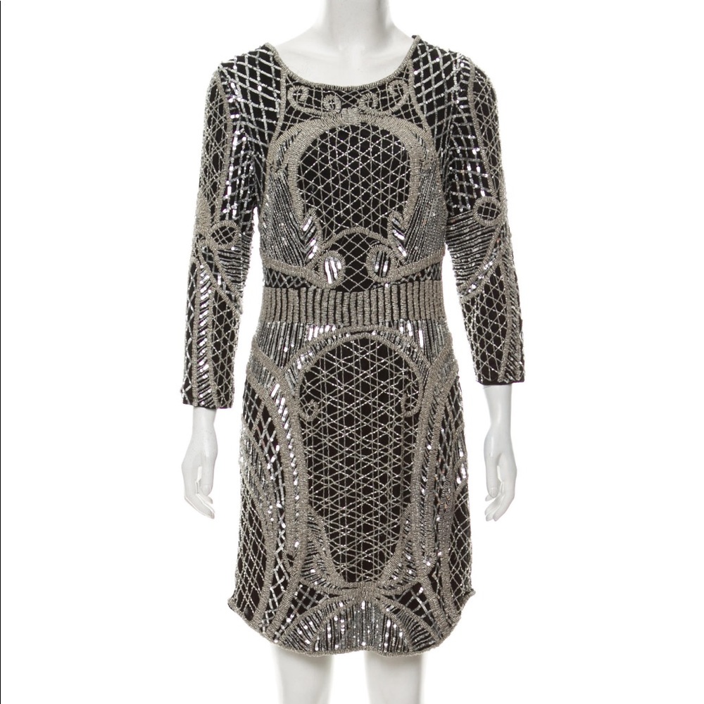 Black Parker mid-sleeve mini dress NWT